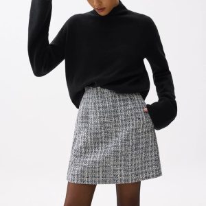 Elastic Tweed Mini Skirt